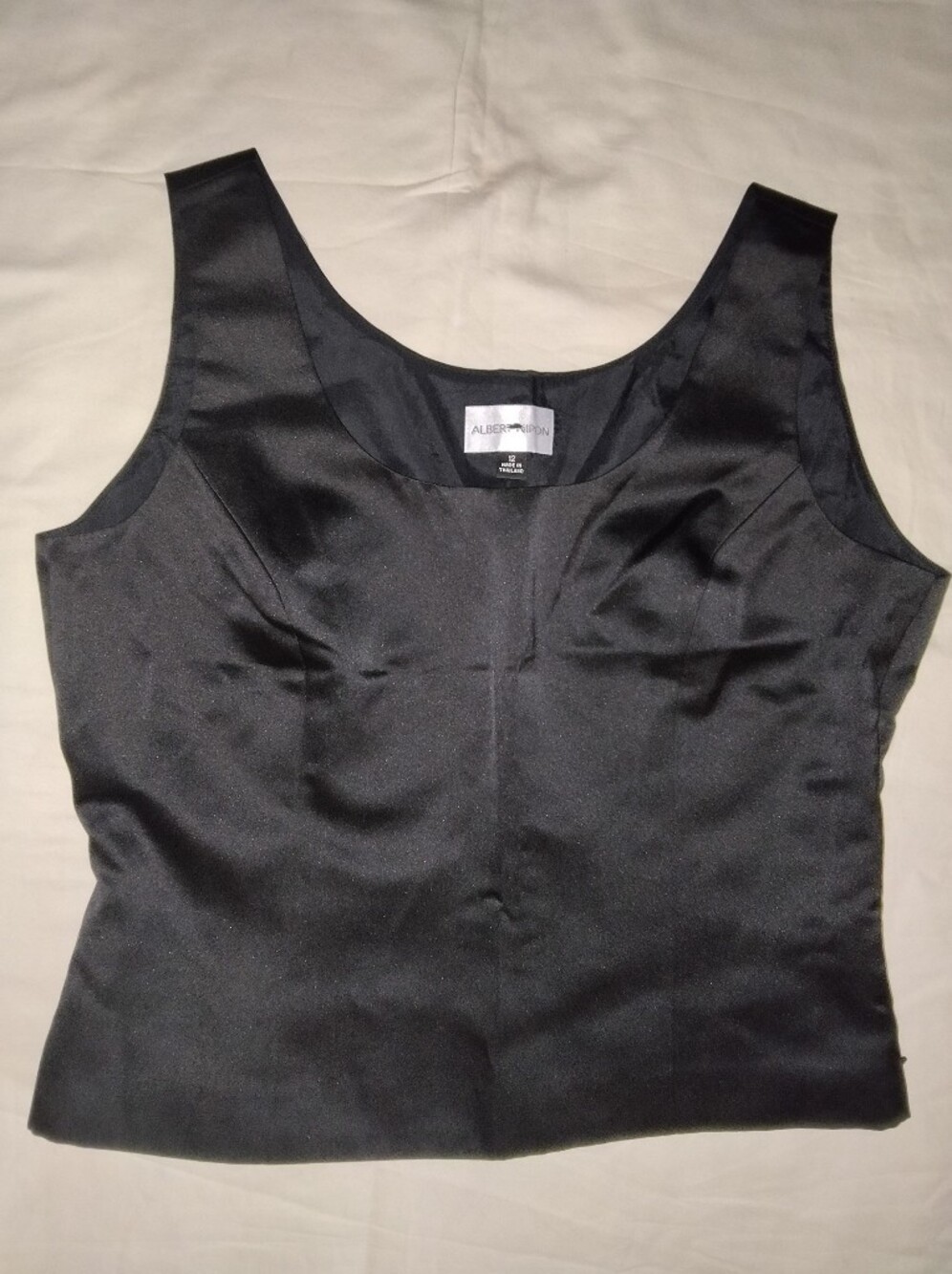 Black Sleeveless Satin Shell Top